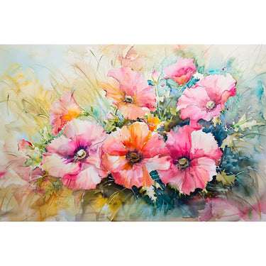 Abstract Watercolour Canvas of Flowers